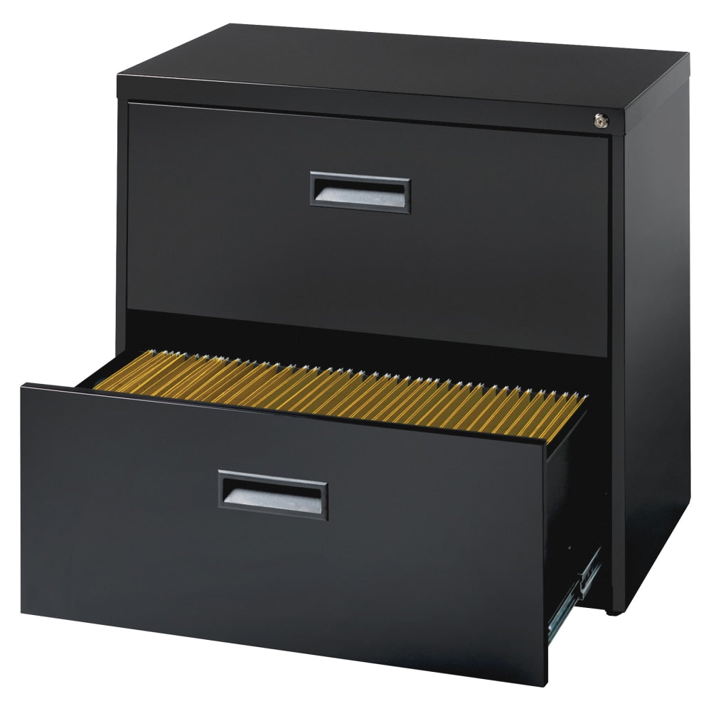 Realspace SOHO 30inW x 17-5/8inD Lateral 2-Drawer File Cabinet, Black