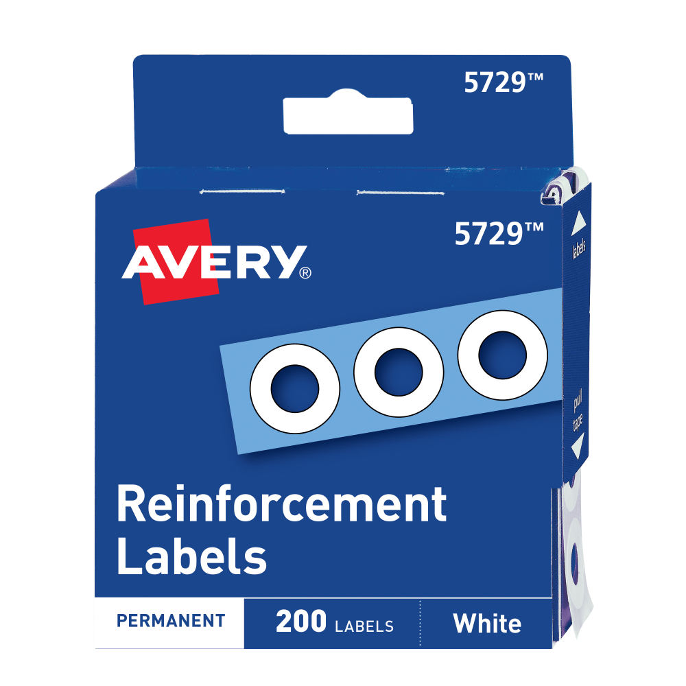 Avery Permanent Self-Adhesive Reinforcement Labels, White, Pack Of 200