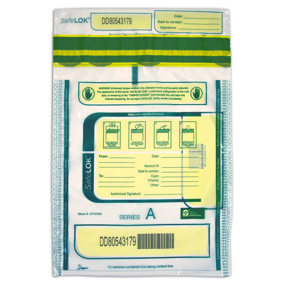 Control Group Tamper-Evident Deposit Bags, 9in x 12in, Clear, Pack Of 100