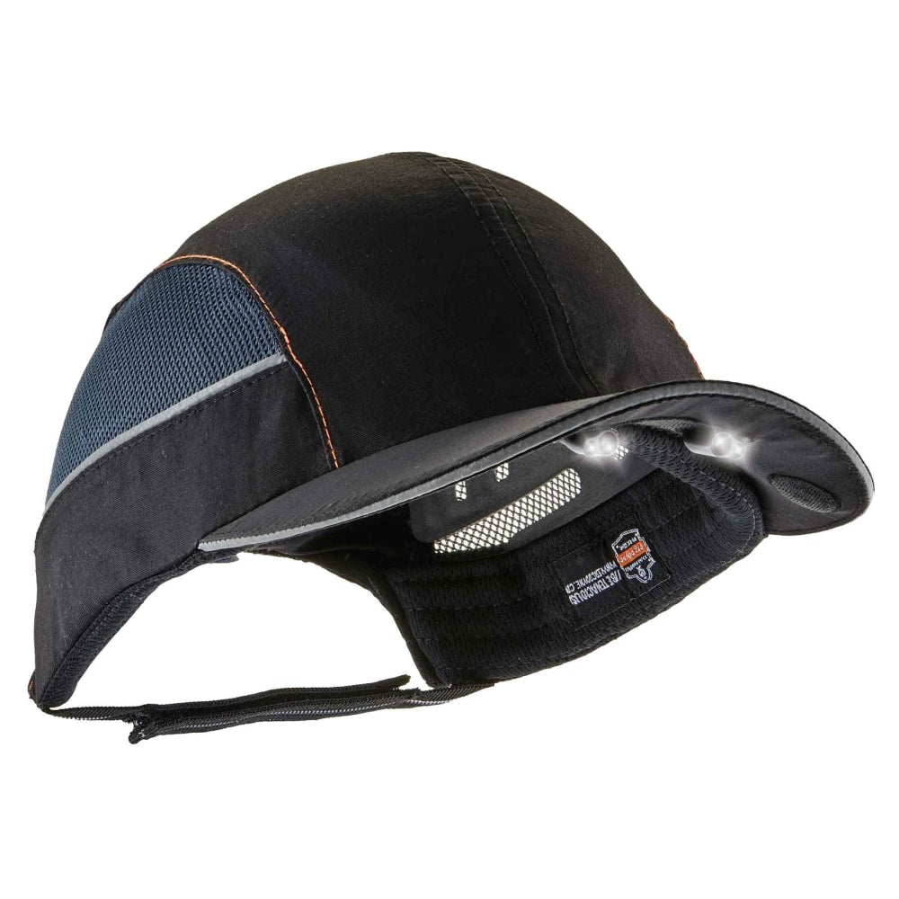 Ergodyne Skullerz 8960 Bump Cap With LED Lights, Long Brim, Black