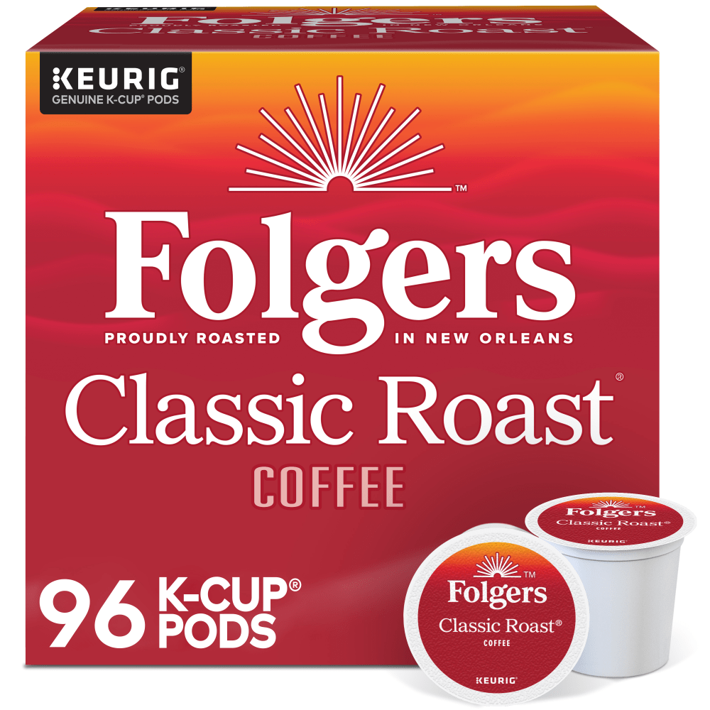 Folgers Single-Serve Coffee K-Cup, Classic Roast, Carton Of 96, 4 x 24 Per Box