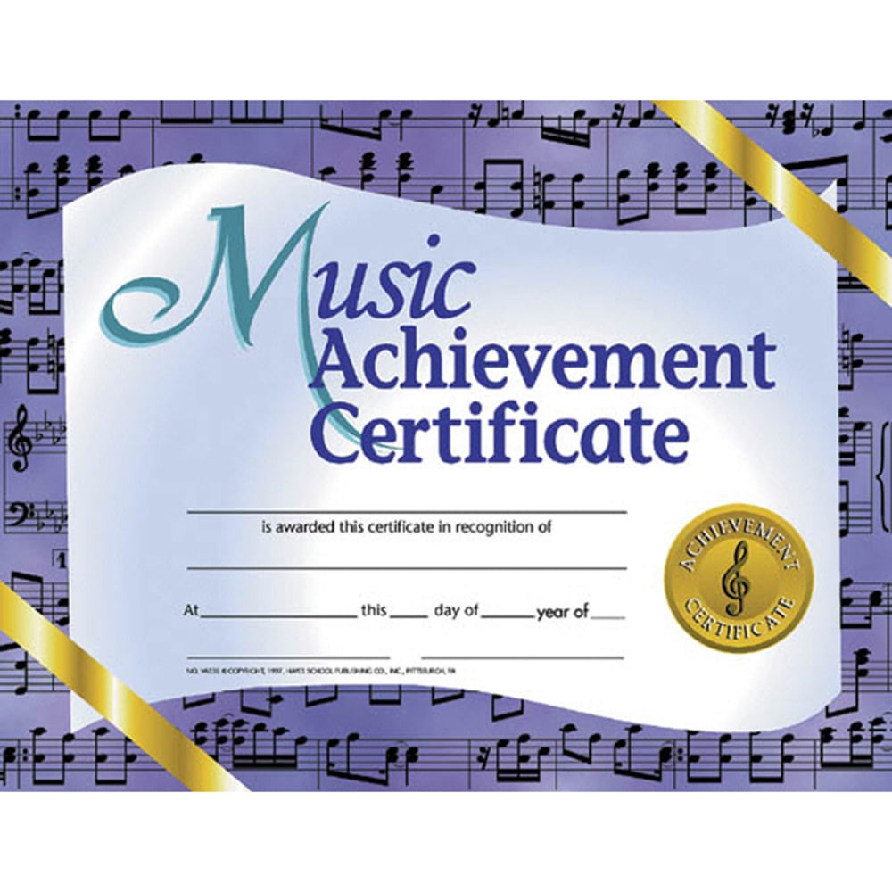 Hayes Certificates, 8-1/2in x 11in, Music Achievement, Purple, 30 Certificates Per Pack, Set Of 3 Packs