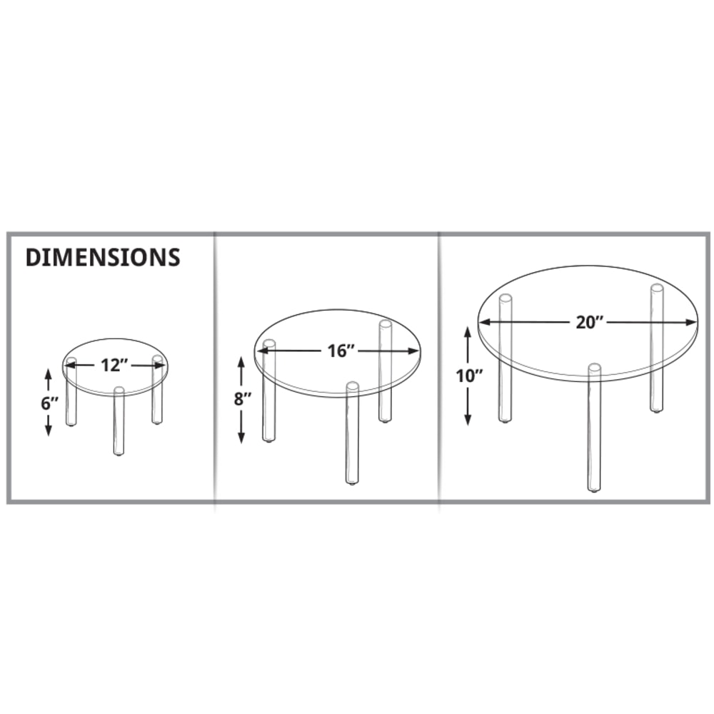 Azar Displays 3-Piece Round Riser Display Set, 6inH, 8inH, 10inH, Clear