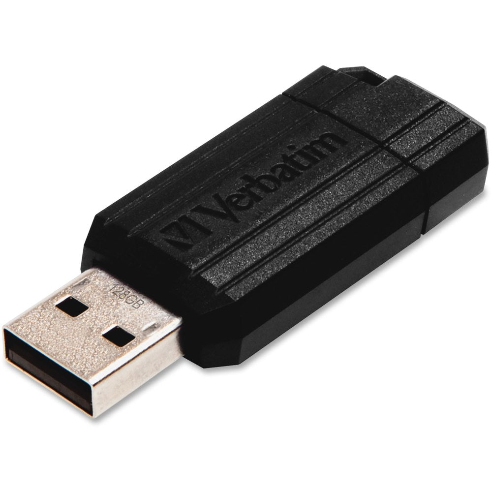 Verbatim PinStripe USB Flash Drive, 128GB, Black