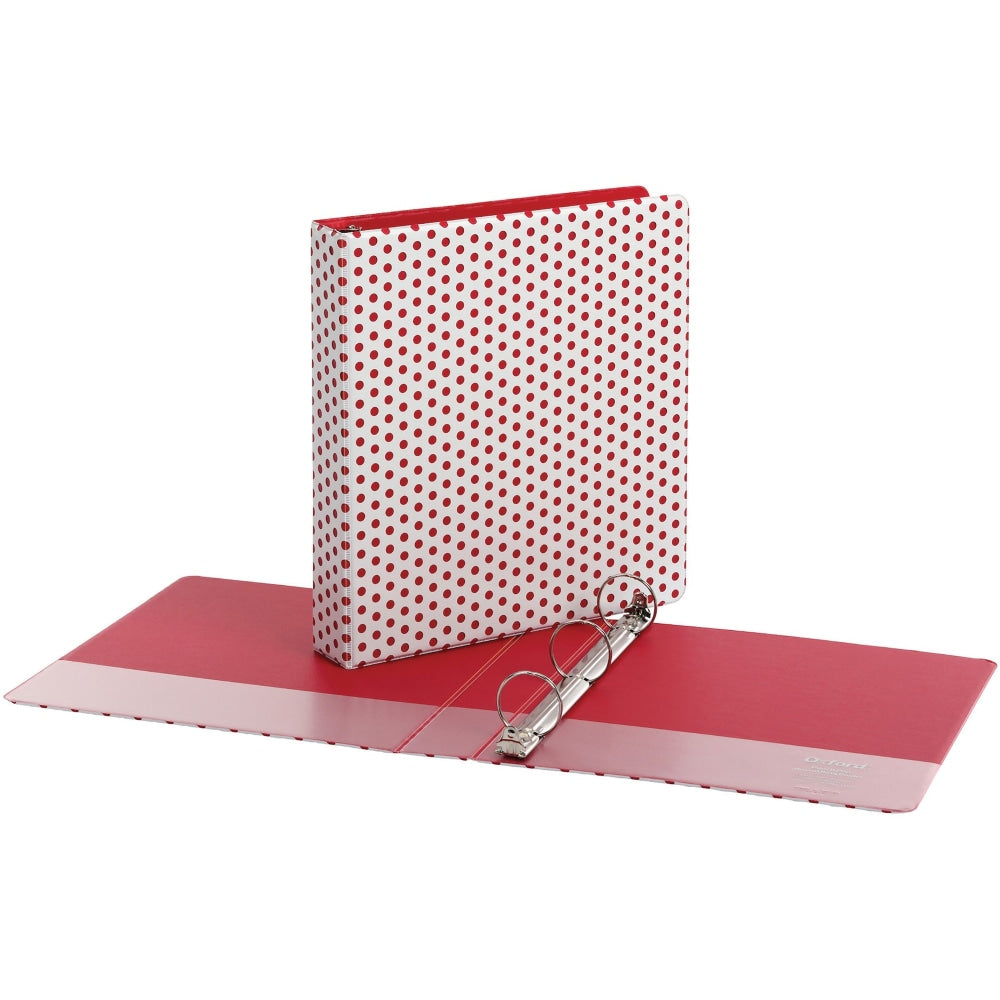 Oxford Back Mounted Round Ring Binder, 1 1/2in Ring, Red