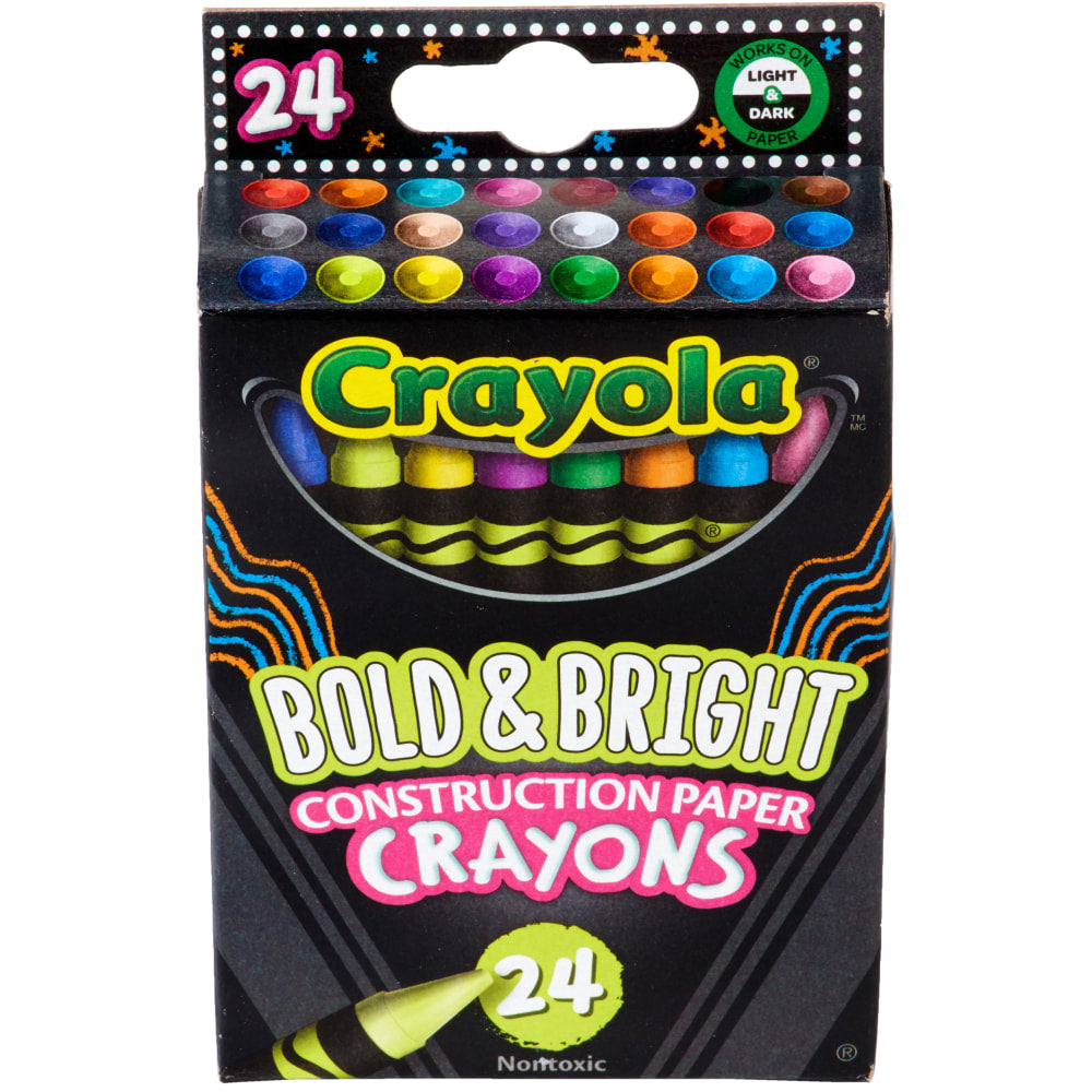 Crayola Bold And Bright Construction Paper Crayons, Assorted Colors, Pack Of 24 Crayons