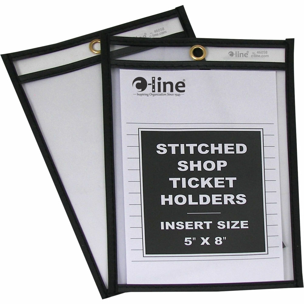 C-Line Stitched Vinyl Shop Ticket Holders, 5in x 8in, Clear, Box Of 25