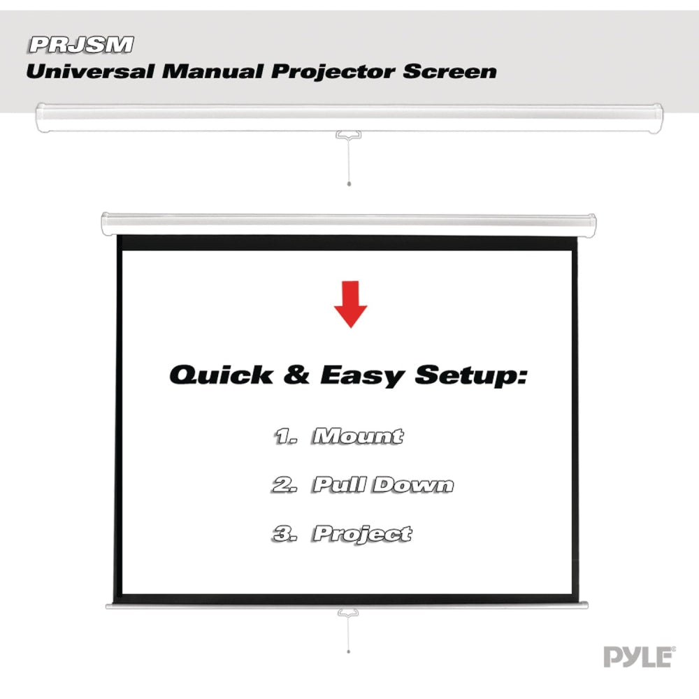 Pyle Pro Manual Ceiling Mount Projection Screen, 59-13/16in x 79-15/16in, PYLPRJSM1006