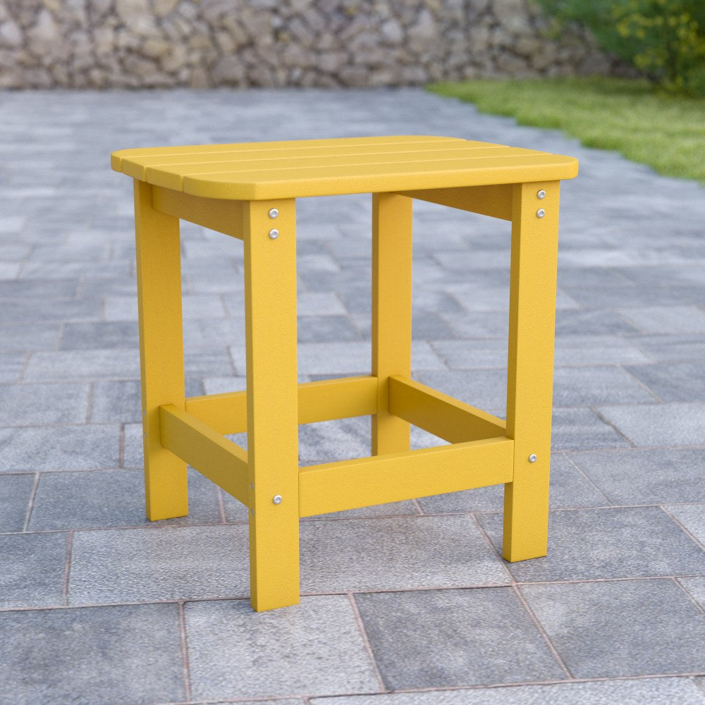 Flash Furniture Charlestown All-Weather Adirondack Side Table, 18-1/4inH x 18-3/4inW x 15inD, Yellow