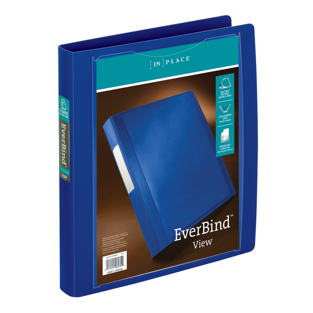 Office Depot Brand EverBind View 3-Ring Binder, 1in D-Rings, Blue