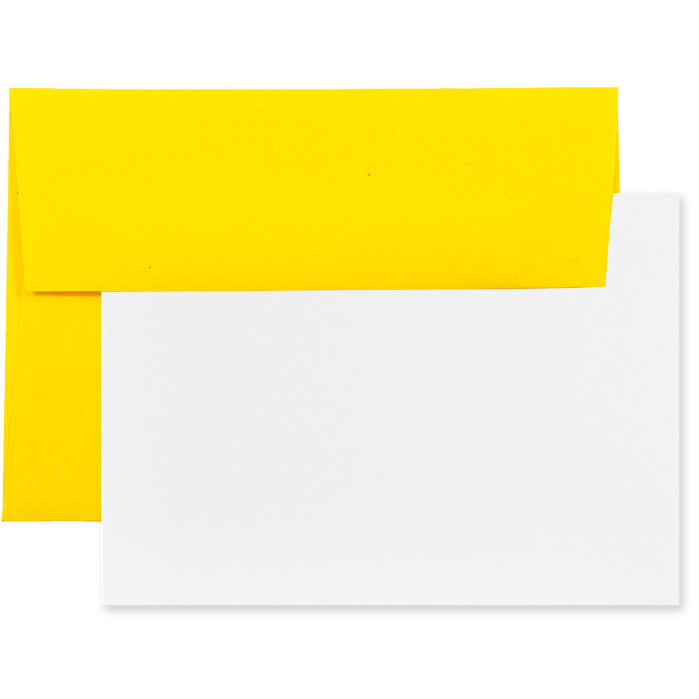 JAM Paper Stationery Set, 4 3/4in x 6 1/2in, 30% Recycled, Yellow/White, Set Of 25 Cards And Envelopes