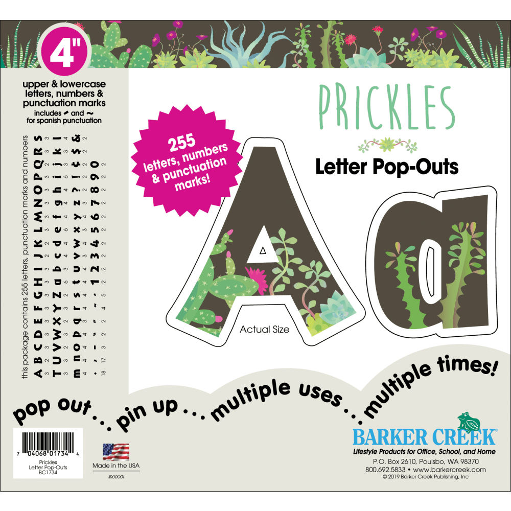 Barker Creek Letter Pop-Outs, 4in, Prickles, Pack Of 255 Pop-Outs