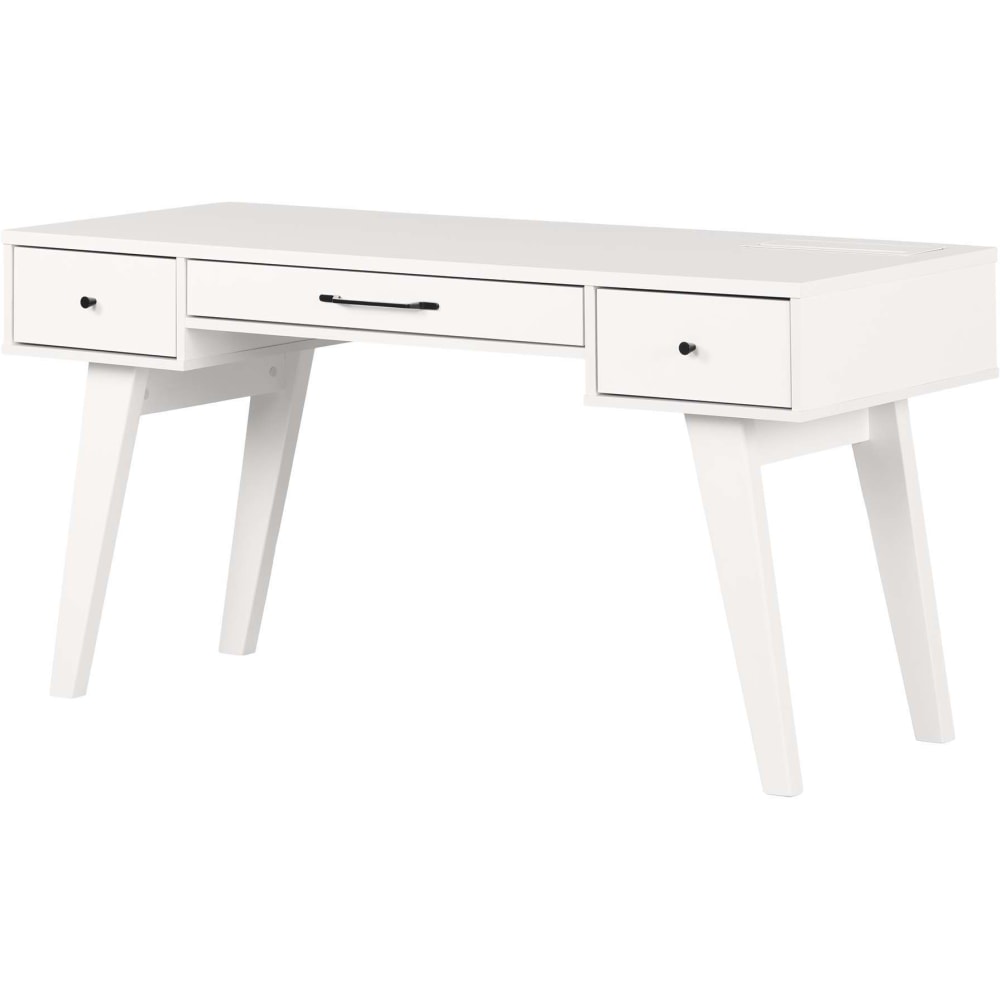 South Shore Helsy 60inW Computer Desk With Power Bar, Pure White