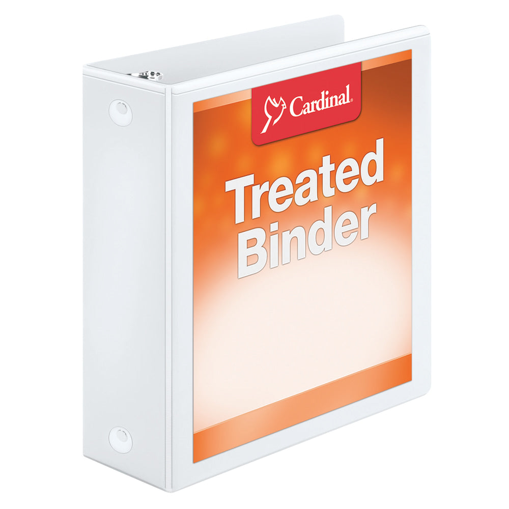 Cardinal Treated ClearVue Locking 3-Ring Binder, 3in Round Rings, 52% Recycled, White