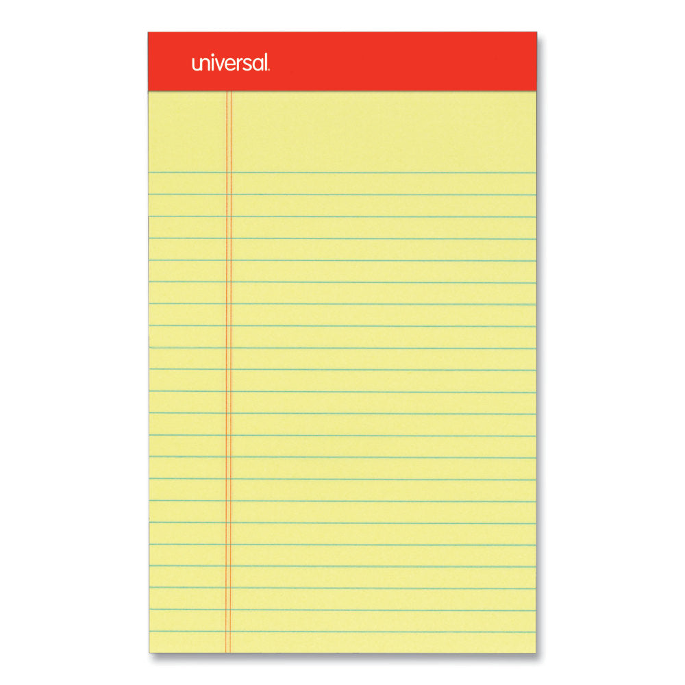 Universal Perforated Ruled Writing Pads, Narrow Rule, 5in x 8in, Canary Yellow, Pack Of 12 Pads