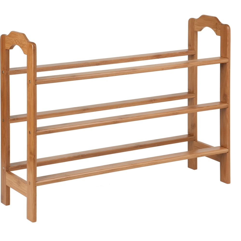 Honey Can Do 3-Tier Bamboo Shoe Rack, 21inH x 28-7/16inW x 8-3/4inD, Natural