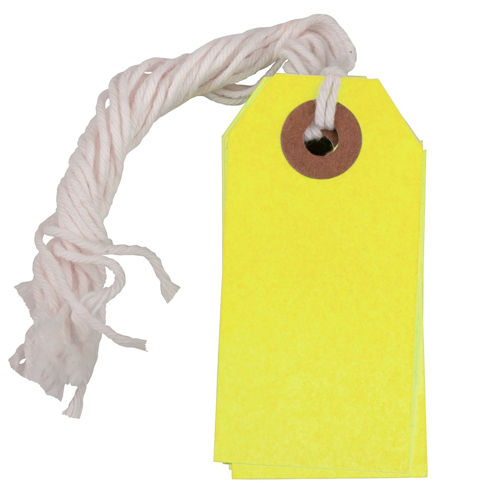 JAM Paper Tiny Gift Tags, 3-3/8in x 2-3/4in, Neon Yellow, Pack Of 10 Tags