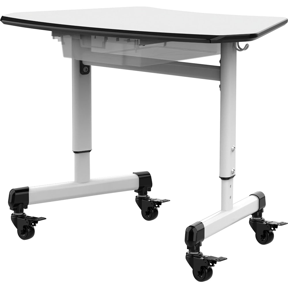 Luxor MBS 29inW Height-Adjustable Trapezoid Student Desk With Drawer, White/Gray