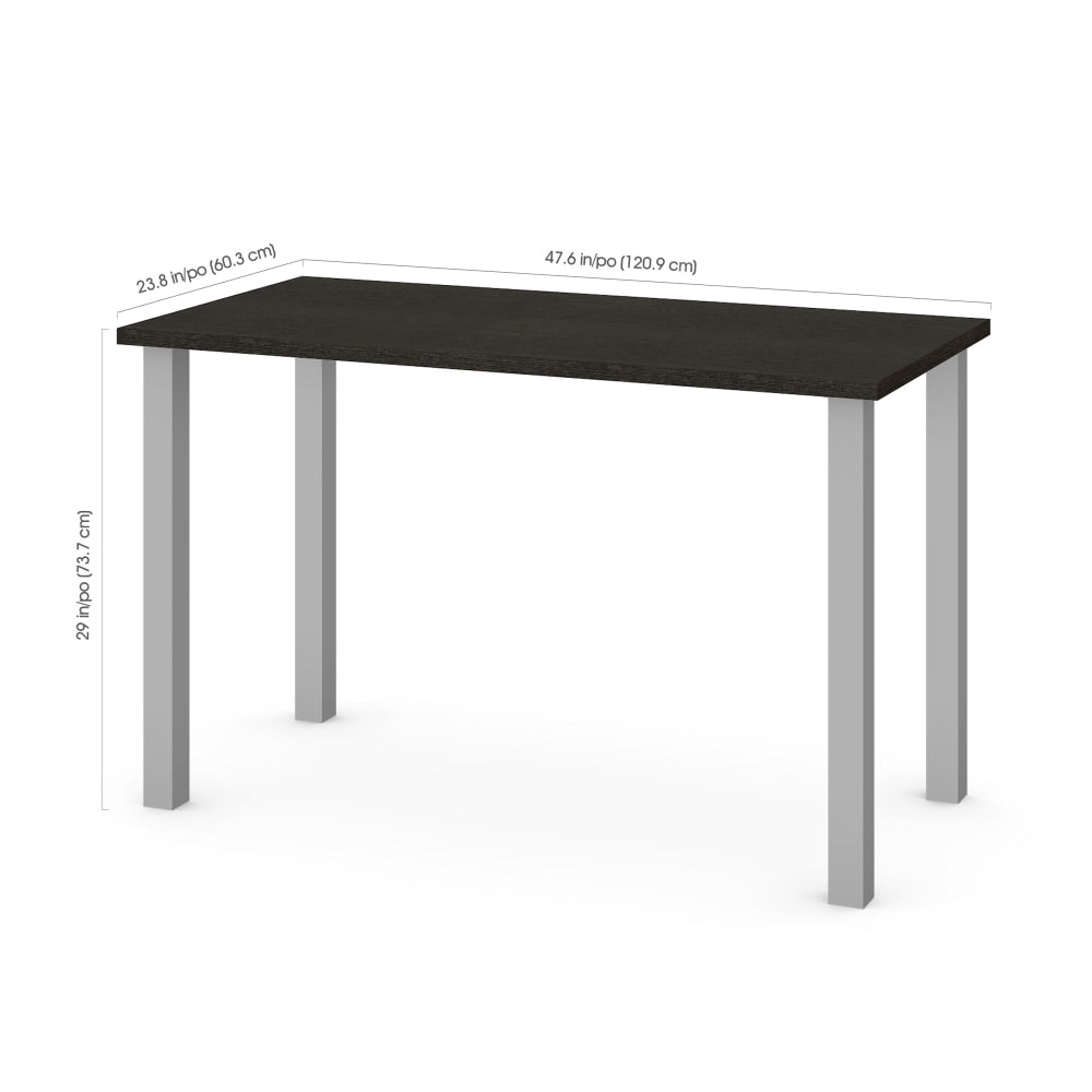 Bestar Universal 48inW Table Computer Desk With Square Metal Legs, Deep Gray