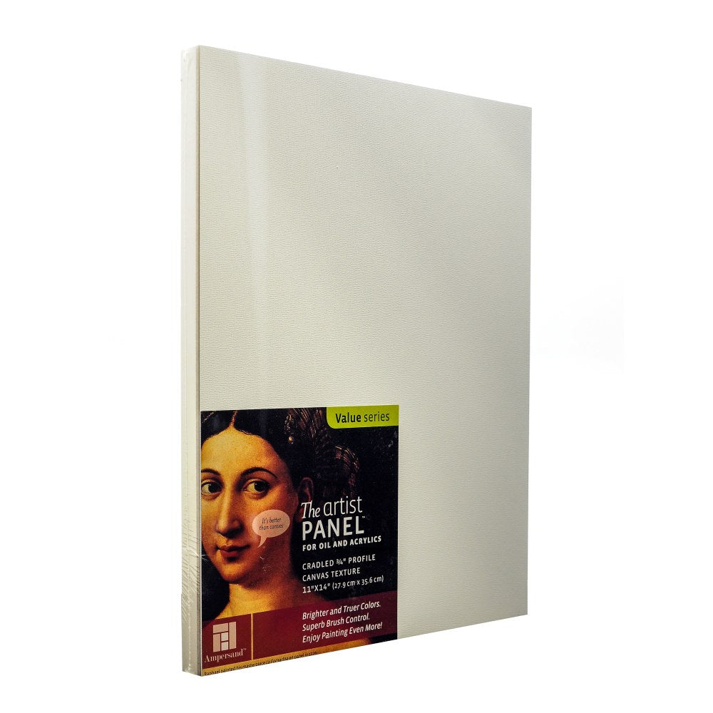 Ampersand Artist Panel Canvas Texture Cradled Profile, 11in x 14in, 3/4in, Pack Of 2