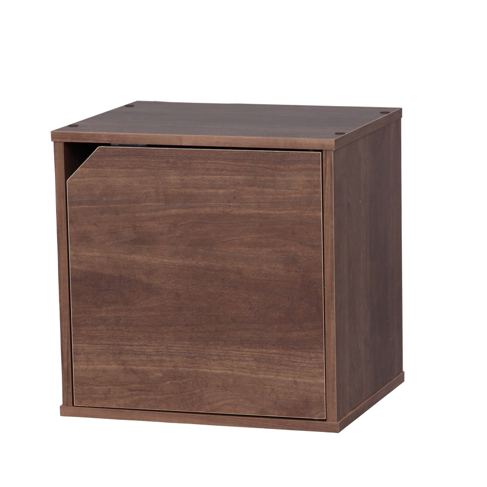 IRIS BAKU 14inH Modular Cube Storage Box With Door, Brown