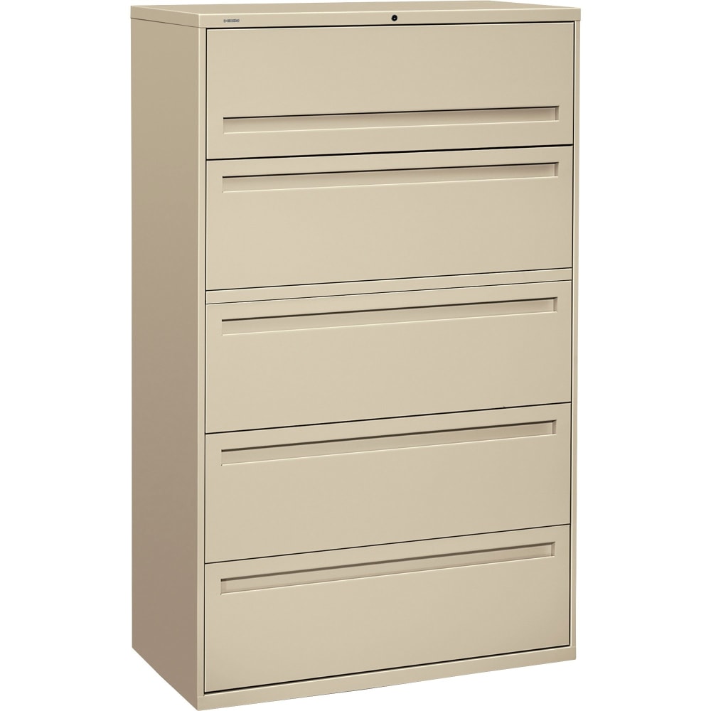 HON Brigade 700 42inW x 19-1/4inD Lateral 5-Drawer File Cabinet, Putty