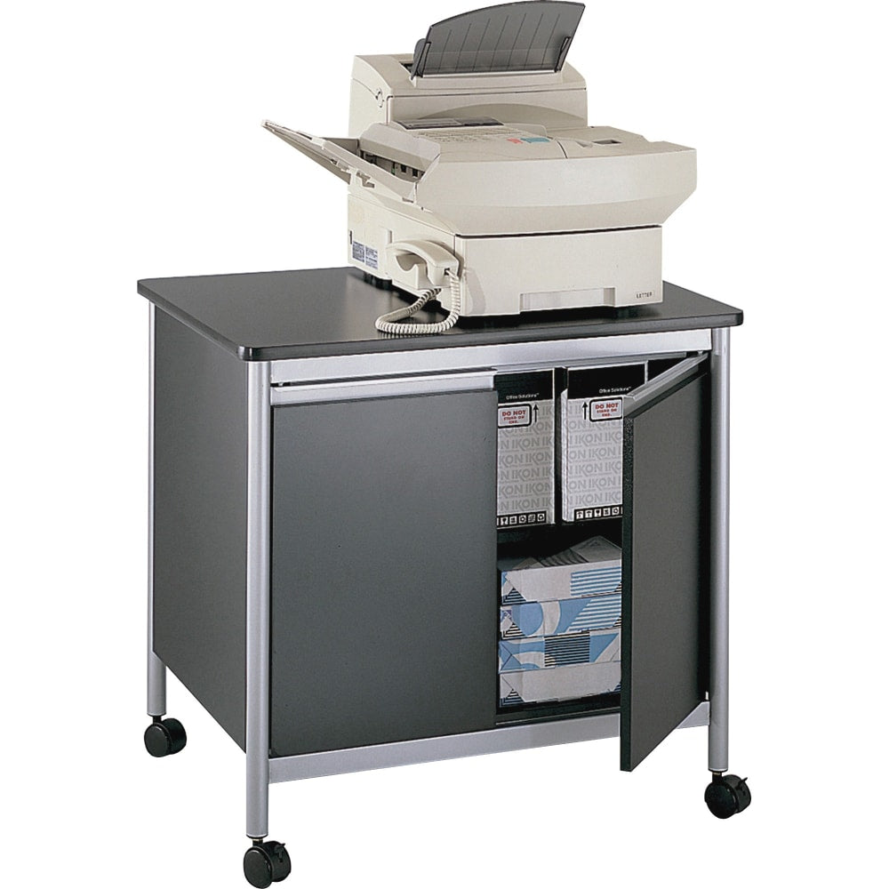 Safco Deluxe Machine Stand, 30 1/8inH x 32inW x 24 1/2inD, Black/Silver