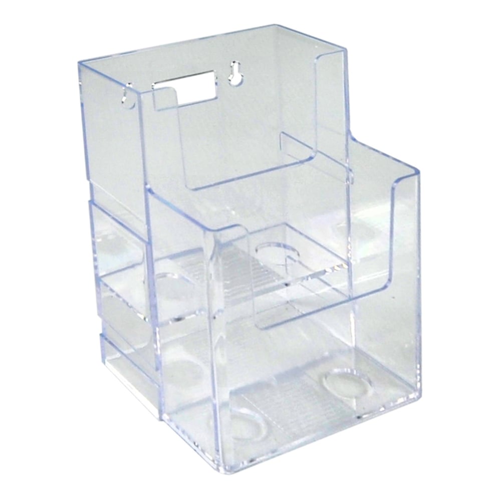 Azar Displays 2-Tier 2-Pocket Trifold Brochure Holders, 7inH x 4-1/4inW x 3-3/4inD, Clear, Pack Of 2 Holders