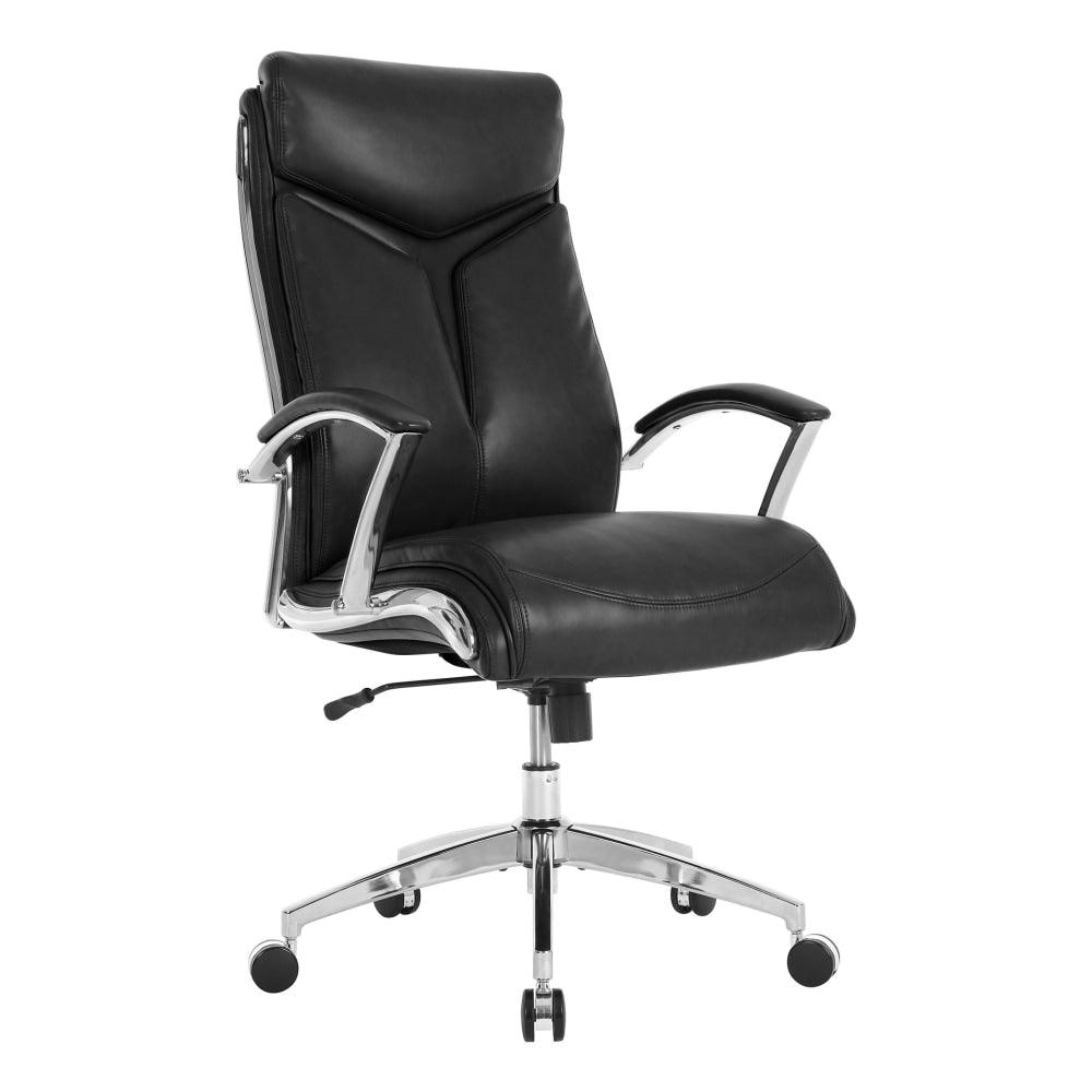 Realspace Modern Comfort Verismo Bonded Leather High-Back Executive Chair, Black/Chrome, BIFMA Compliant