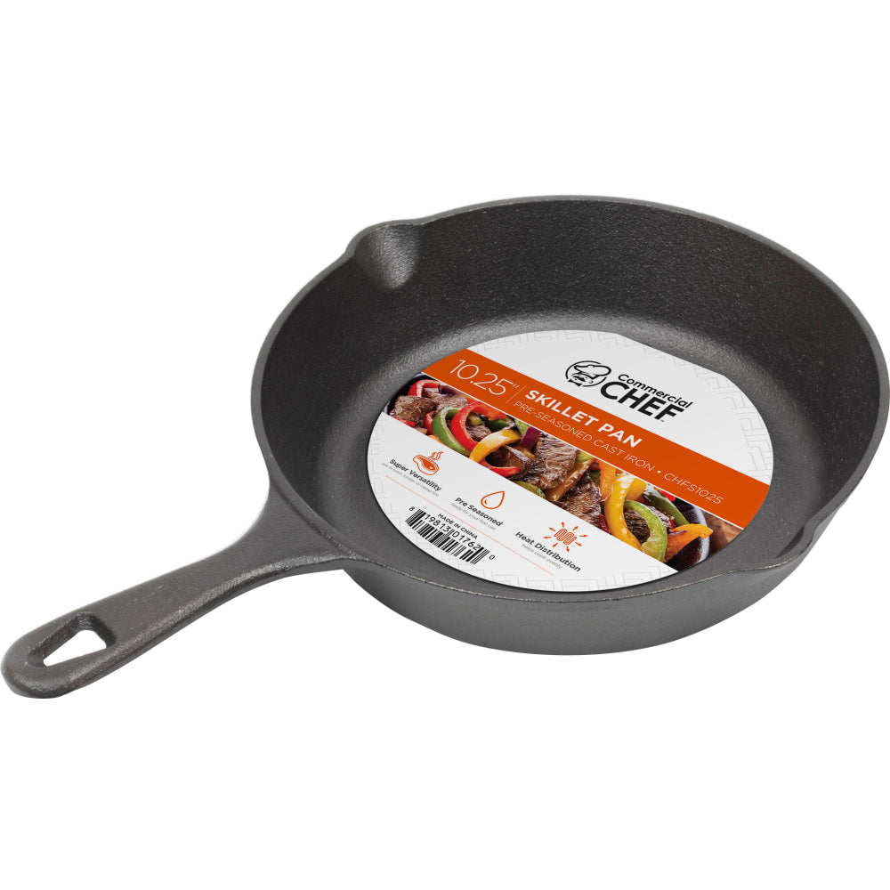 Commercial Chef Cast Iron Saute Skillet, 10-1/4in, Black