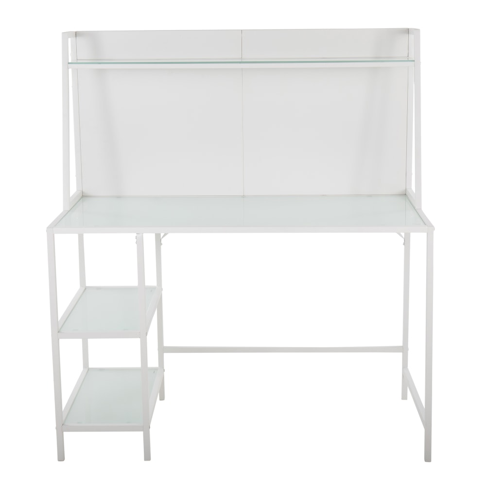 LumiSource Geo Tier 48inW Contemporary Writing Desk, White/Frosted