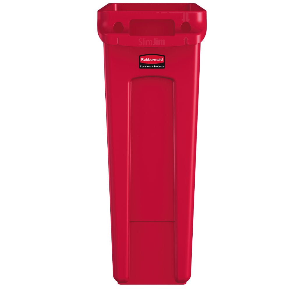 Rubbermaid Slim Jim Rectangular Polyethylene Vented Waste Receptacle, 23 Gallons, Red