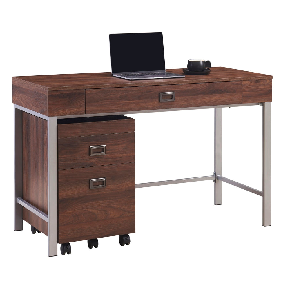 Realspace Brezio 47inW Computer Desk With Mobile File Cabinet, Brown