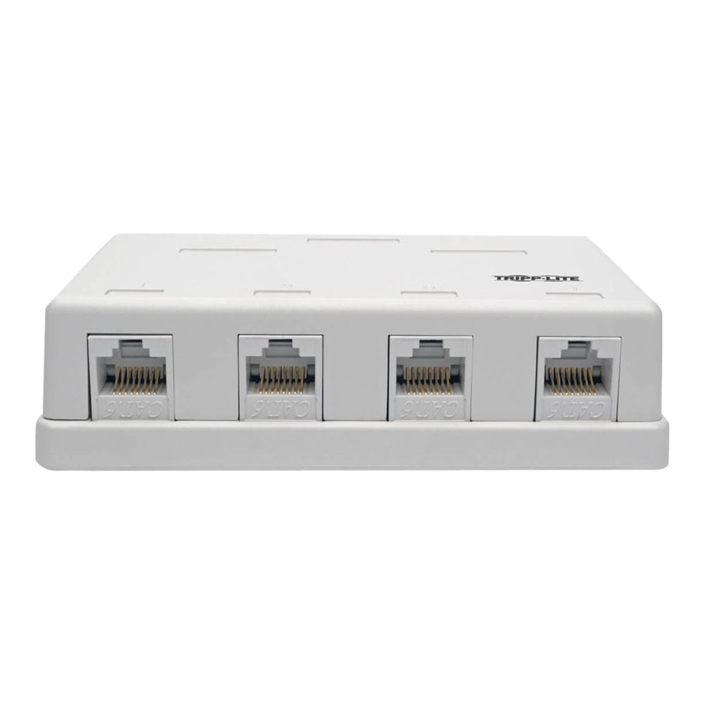 Tripp Lite Pre-Configured Unshielded Cat6 4-Port Surface-Mount Box, 110 IDC, RJ45, White - Surface mount box - RJ-45 X 4 - white