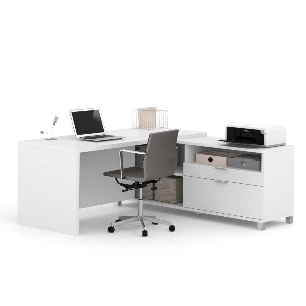 Bestar Pro-Linea 72inW L-Shaped Corner Desk, White