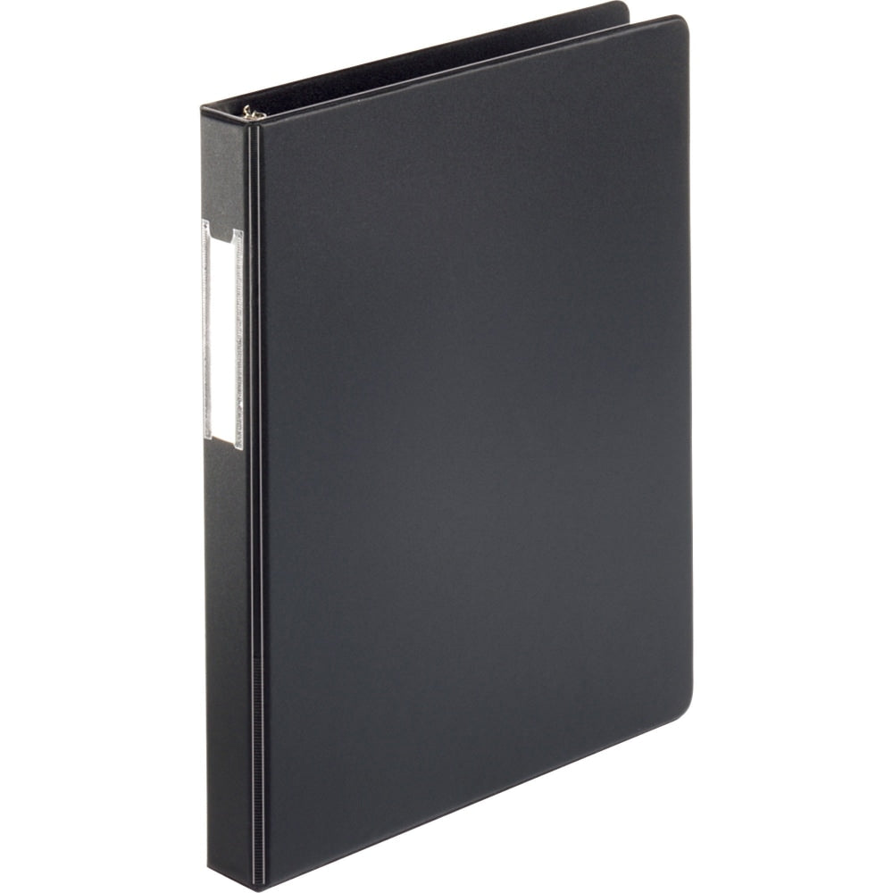 Business Source Basic 3-Ring Binder, 1in Round Rings, Black