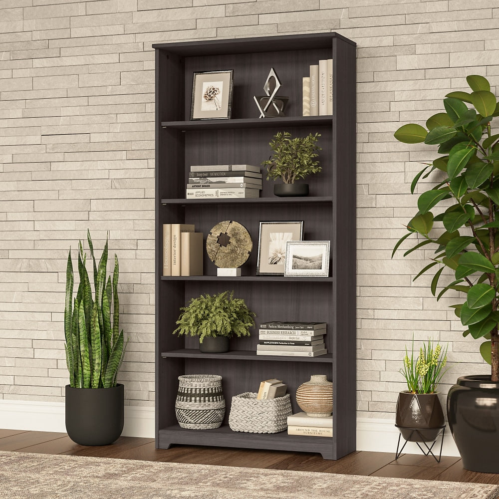 Bush Business Furniture Cabot 67inH 5-Shelf Bookcase, Heather Gray, Standard Delivery