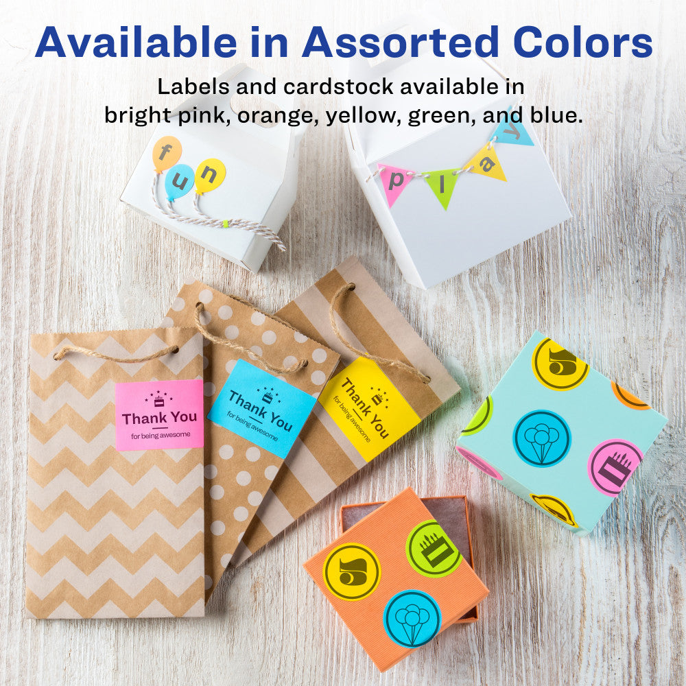 Avery Labels With Sure Feed Assorted Bright Colors, 4331, 2in x 2 5/8in, Pack Of 150