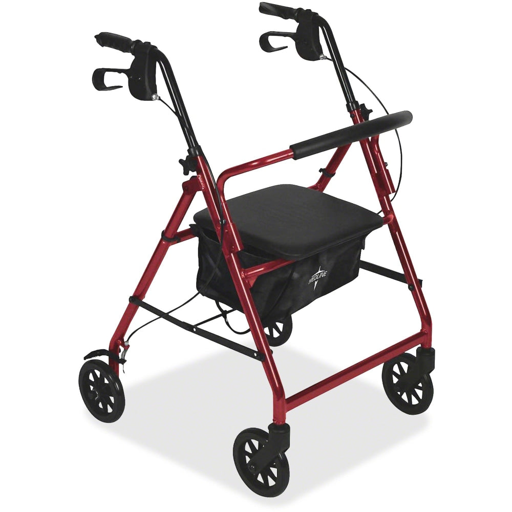 Medline Basic Steel Rollator, 6in Wheels, Red