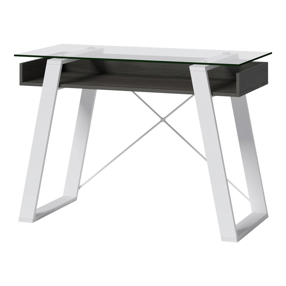 Elle Decor Lara 42inW Writing Desk, Cool Gray/Snow White