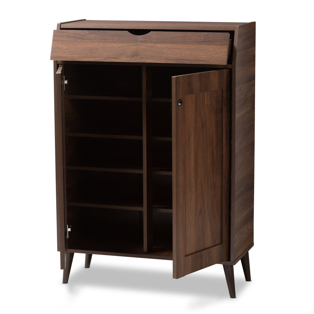 Baxton Studio Cormier 2-Door Entryway Shoe Storage Cabinet, Walnut