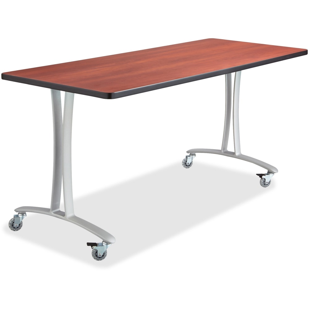 Safco Rumba Training Table T-leg Base with Casters - Metallic Gray T-shaped Base - 2 Legs - 25.25in Height x 5.25in Width