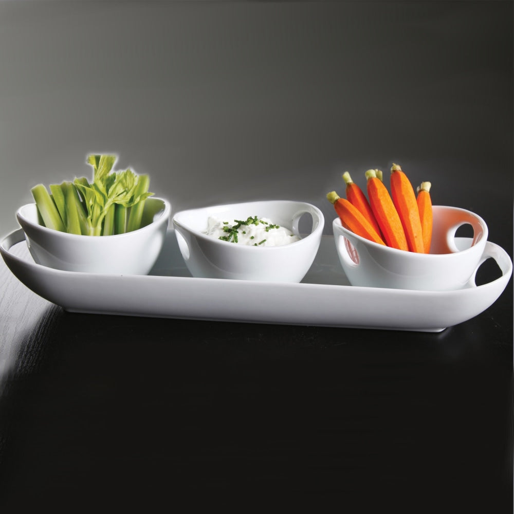 Gibson Elite Gracious Dining 4-Piece Tidbit Serving Dish, White