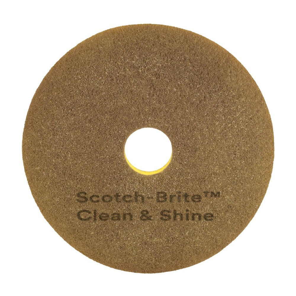 Scotch-Brite Clean & Shine Floor Pads, 13in, Yellow/Gold, Case Of 5