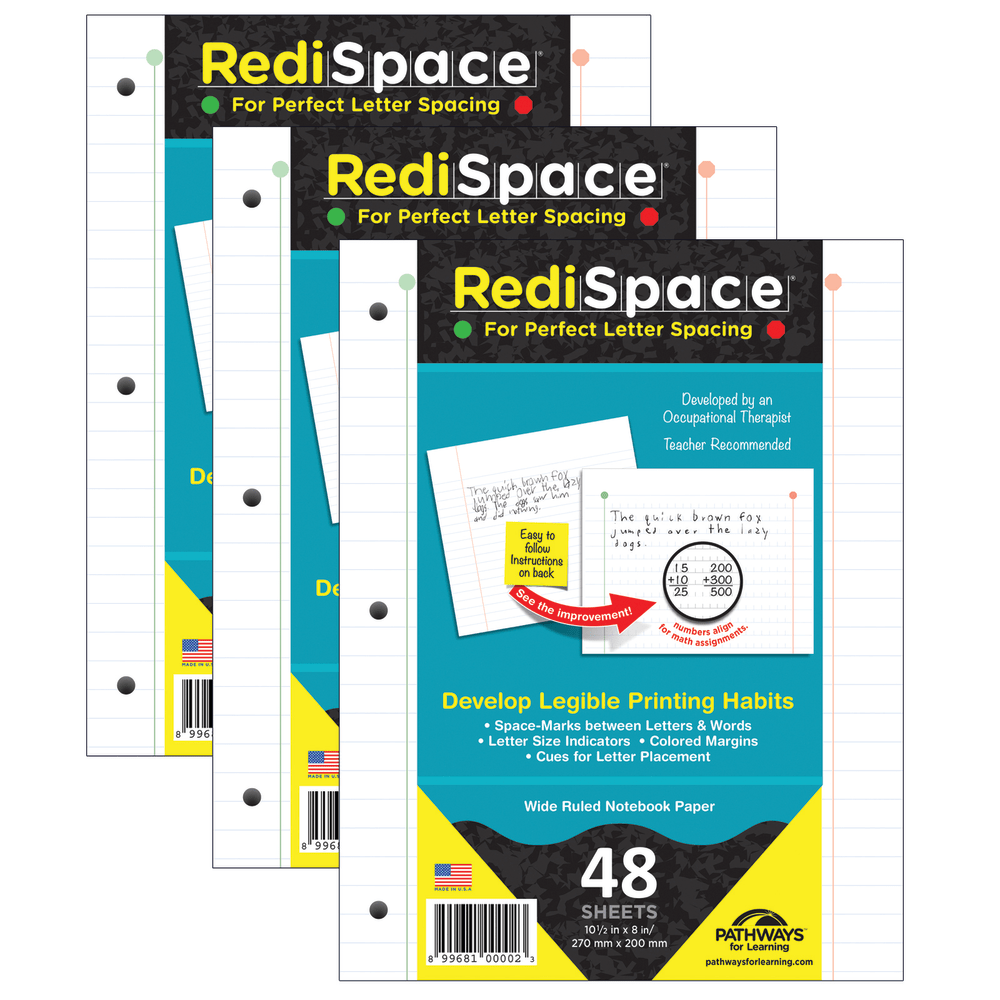 RediSpace Notebook Filler Paper, 48 Sheets Per Pack, 3 Packs