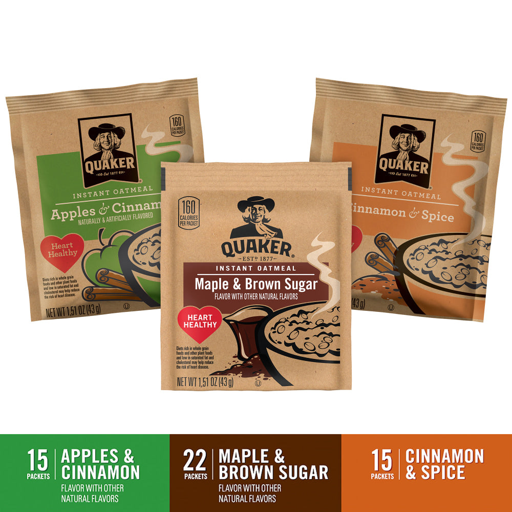 Quaker Oatmeal Flavor Variety Pack, Box of 52