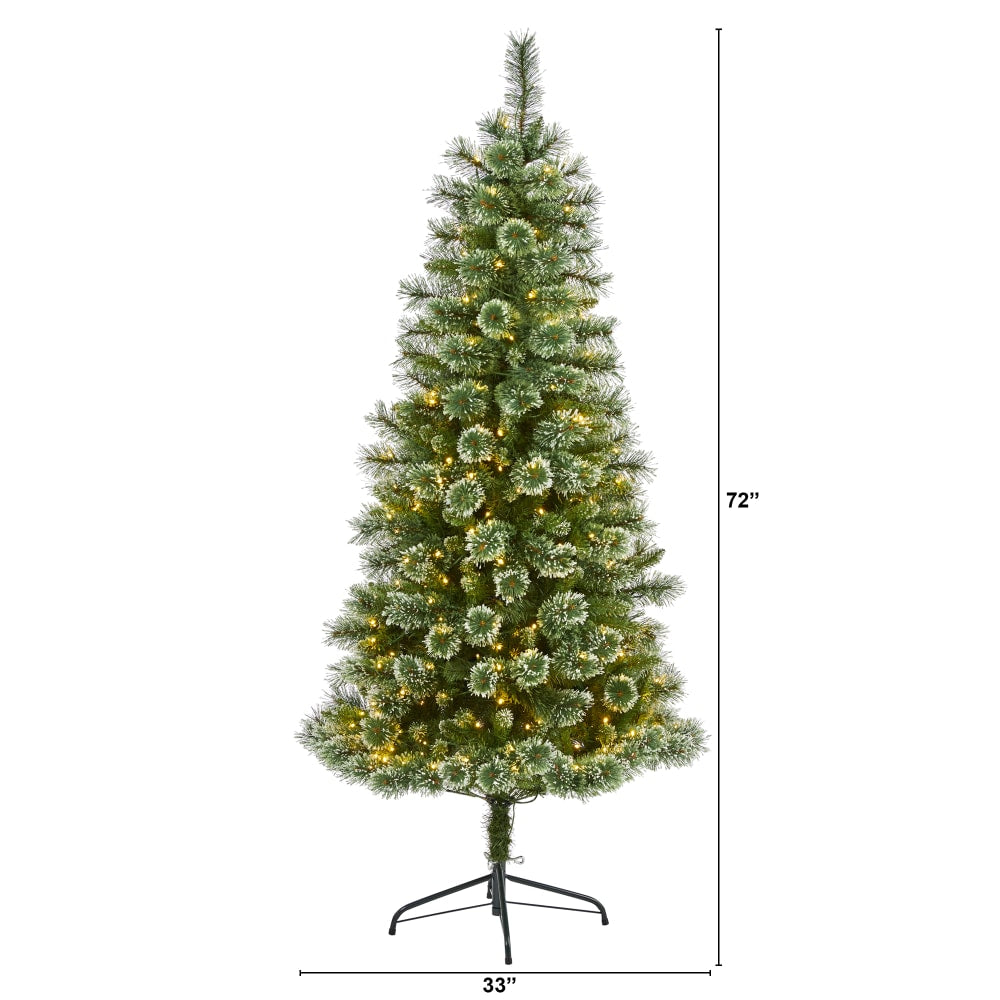 Nearly Natural Wisconsin Slim Snow Tip Pine Artificial Christmas Tree, 6ft