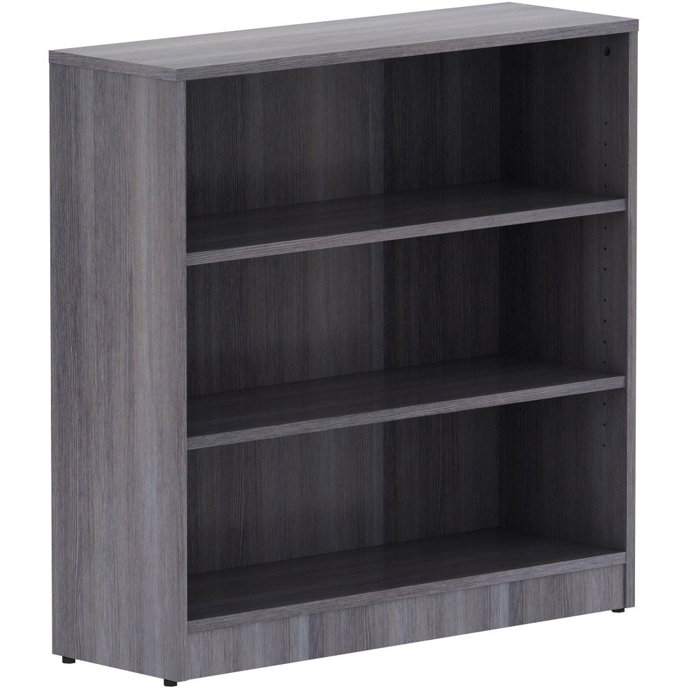 Lorell Laminate 3-Shelf Modular Shelving Bookcase, 36inH x 36inW x 12inD, Weathered Charcoal