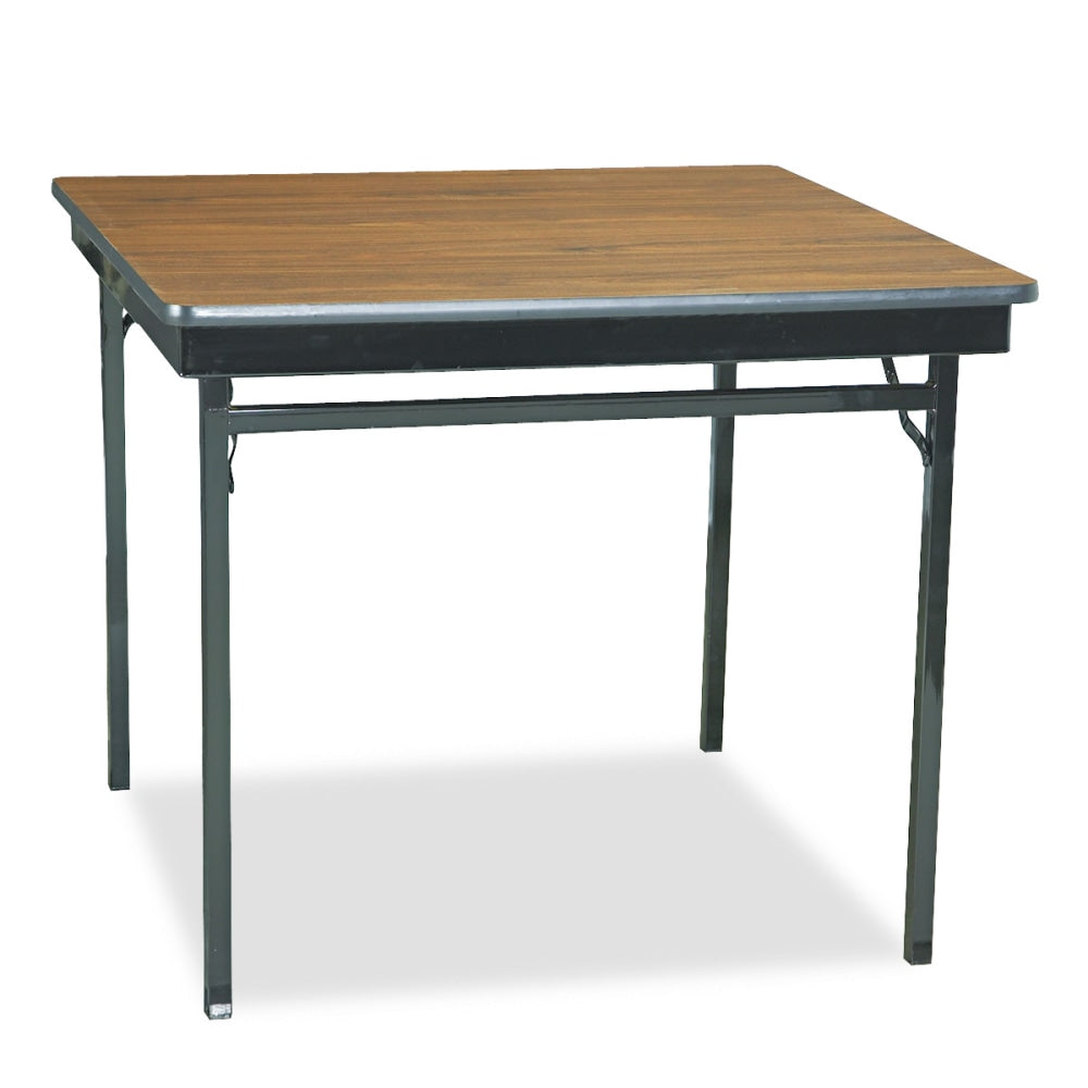 Barricks Special Size Folding Table, Square, 36inW x 36inD, Black/Walnut