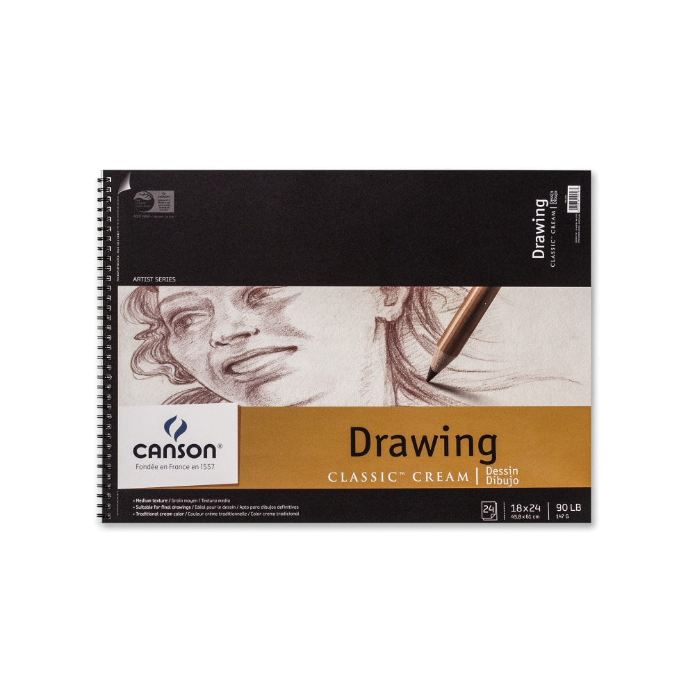 Canson Classic Cream Drawing Pad, 18in x 24in, 24 Sheets